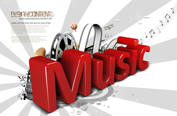 Music and Movies poster psd