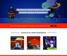 Cartoon style website template psd