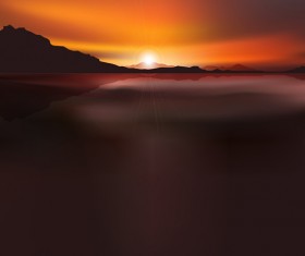 Beautiful sunset scenery vector 01