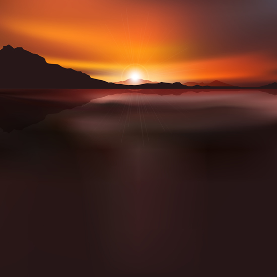 Beautiful sunset scenery vector 01