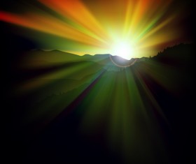 Beautiful sunset scenery vector 02