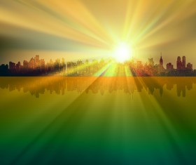 Beautiful sunset scenery vector 03