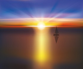 Beautiful sunset scenery vector 04