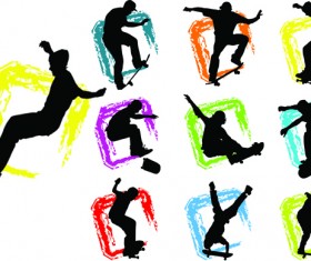 Skateboarding silhouette vector