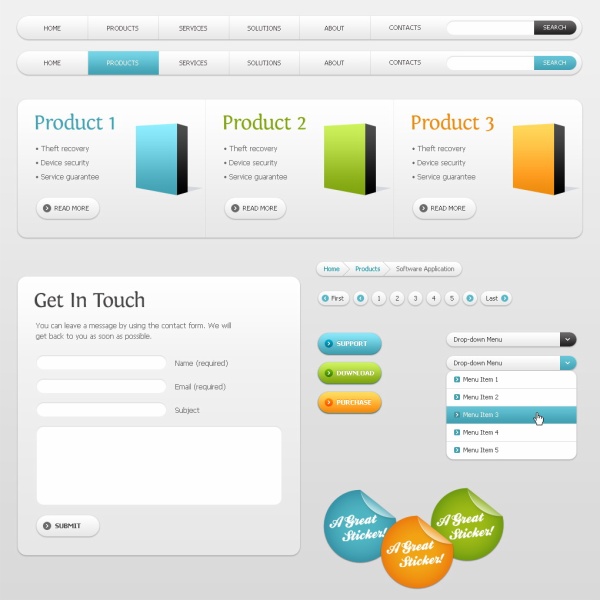 Gray style website template psd