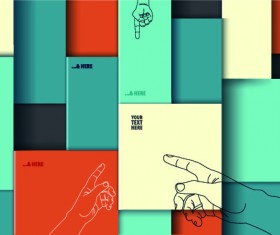 Geometric shapes and hand vector background