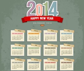 Calendar 2014 design vector 01