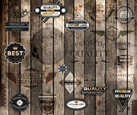 Retro label on the wood wall vector 01