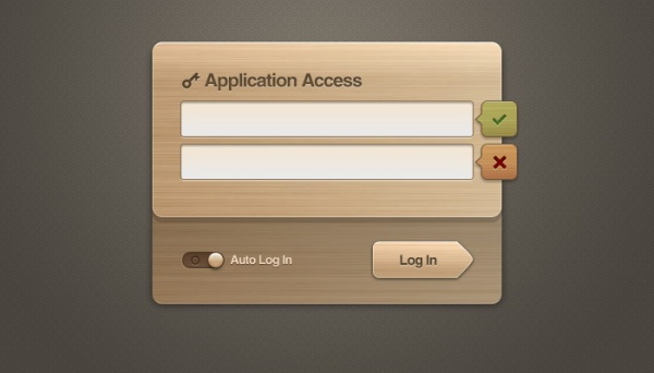 Wooden login boxes psd