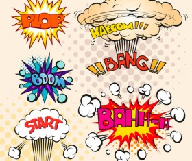 Cartoon explosion frames vector set 09