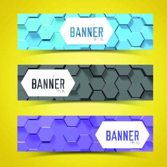 Boneycomb banner vector 02