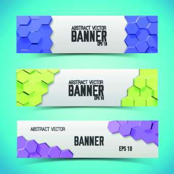 Boneycomb banner vector 04