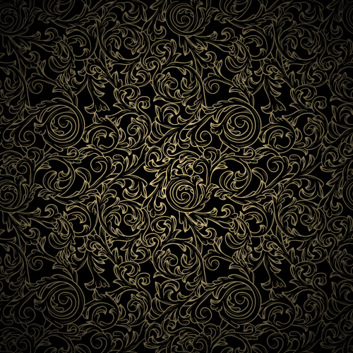 Black pattern vintage Backgrounds vector 01
