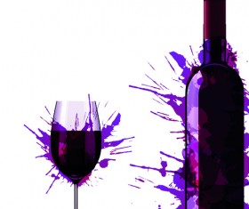 Wine Bottle with Splash Effect vector 01