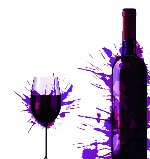 Wine Bottle with Splash Effect vector 01