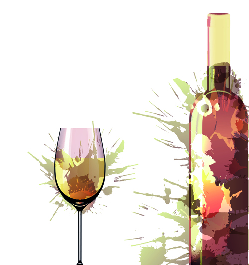 Wine Bottle with Splash Effect vector 03