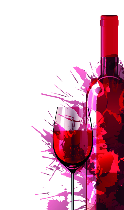 Wine Bottle with Splash Effect vector 05