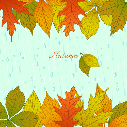 Bright autumn leaves vector backgrounds 04