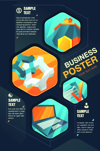 Stylish Business poster cover vector 04