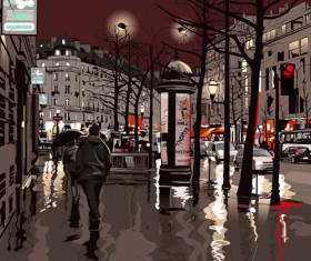 Bustling city design vector 01