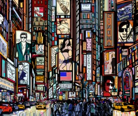 Bustling city design vector 02