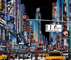 Bustling city design vector 04