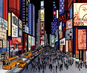 Bustling city design vector 05
