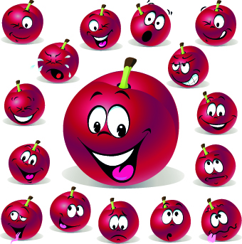 Cartoon Funny Fruit vector 02