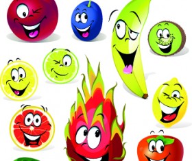 Cartoon Funny Fruit vector 04