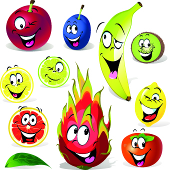 Cartoon Funny Fruit vector 04