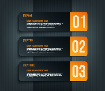 Dark style numbers banners vector 02