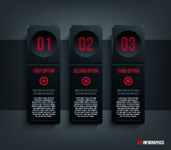 Dark style numbers banners vector 03