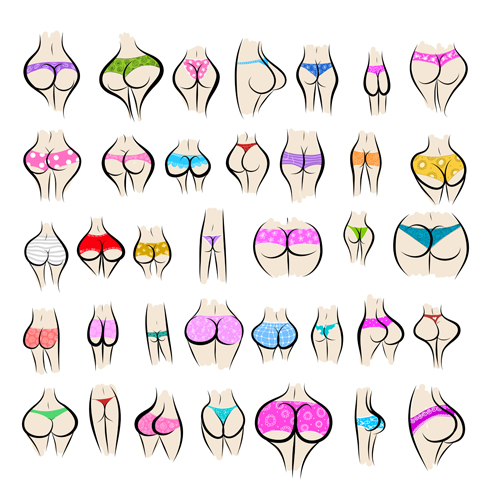 Different Female Buttocks design vector 01