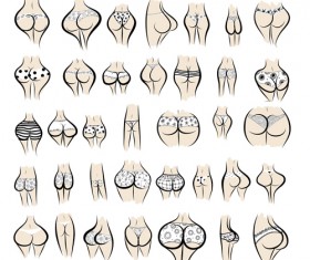 Different Female Buttocks design vector 03