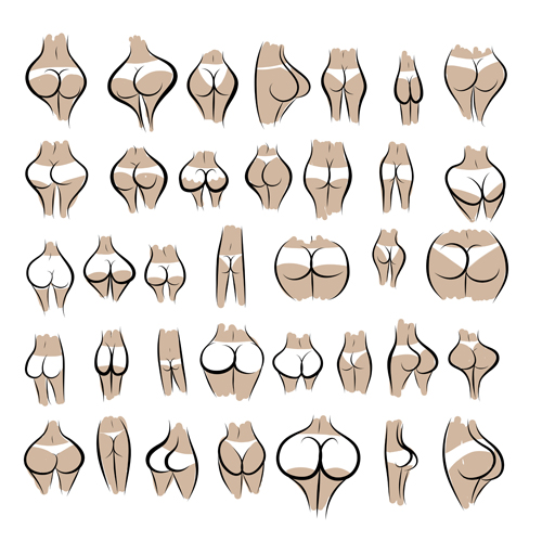 Different Female Buttocks design vector 02