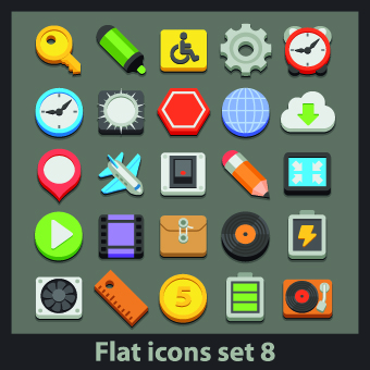Different Flat icons vector set 01