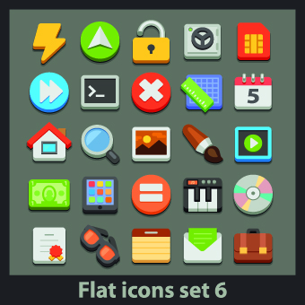 Different Flat icons vector set 02