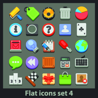 Different Flat icons vector set 03