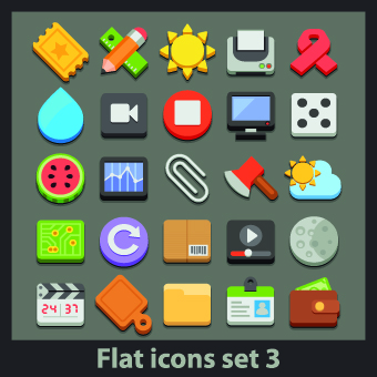Different Flat icons vector set 04