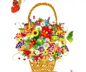 Colorful flowers design elements vector 02