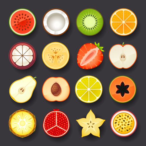 Vivid Food Icons vector 01