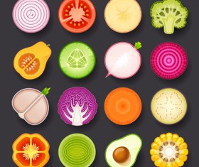 Vivid Food Icons vector 02