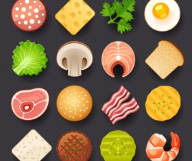 Vivid Food Icons vector 03