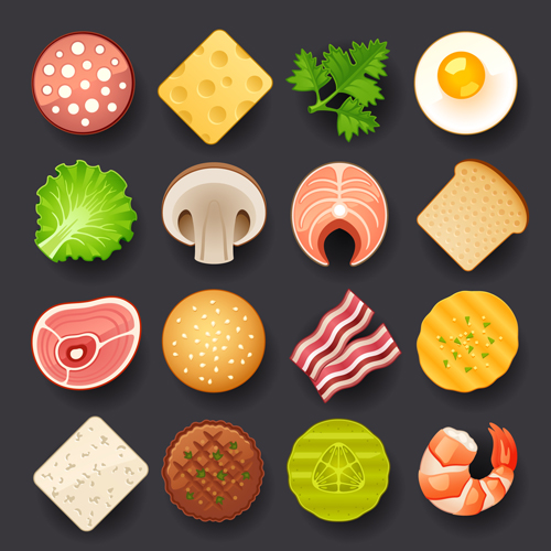Vivid Food Icons vector 03