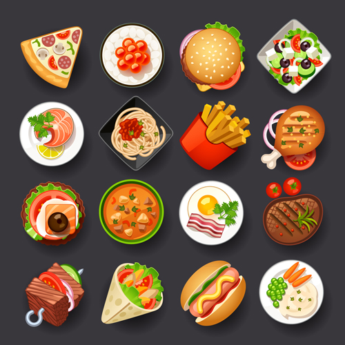 Vivid Food Icons vector 05