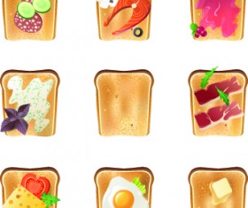 Different Food objects icons vector 02