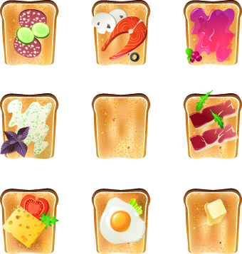 Different Food objects icons vector 02