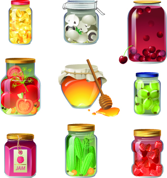 Different Food objects icons vector 03