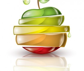Glass Drinks and Fruits vector set 03
