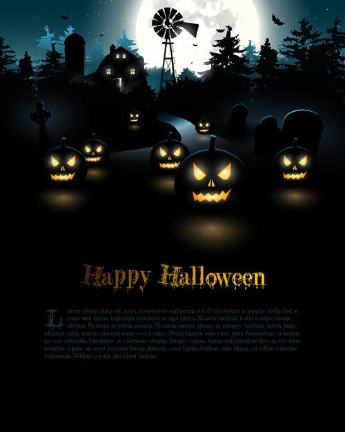 Happy Halloween backgrounds vector set 02